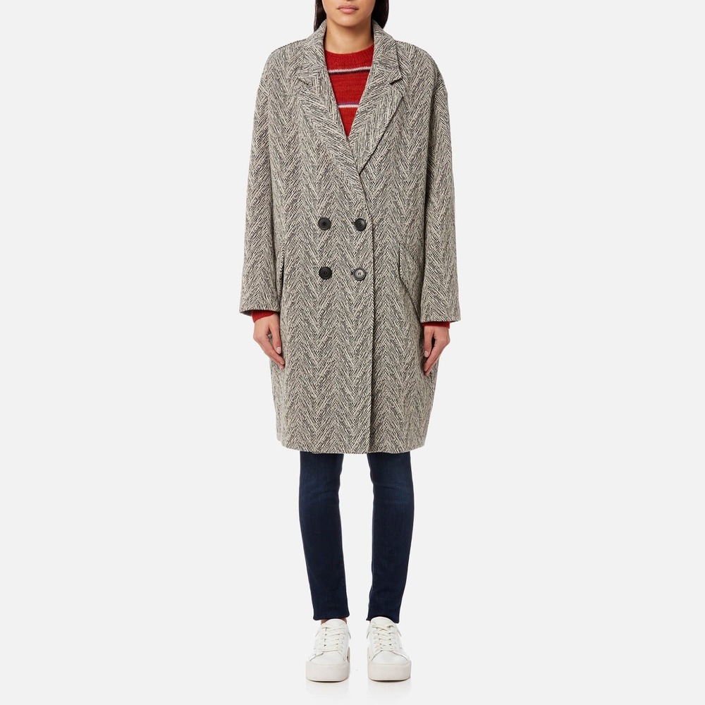 Isabel Marant Fimo Coat Black White Grey Herringbone Wool Blend Oversized French
